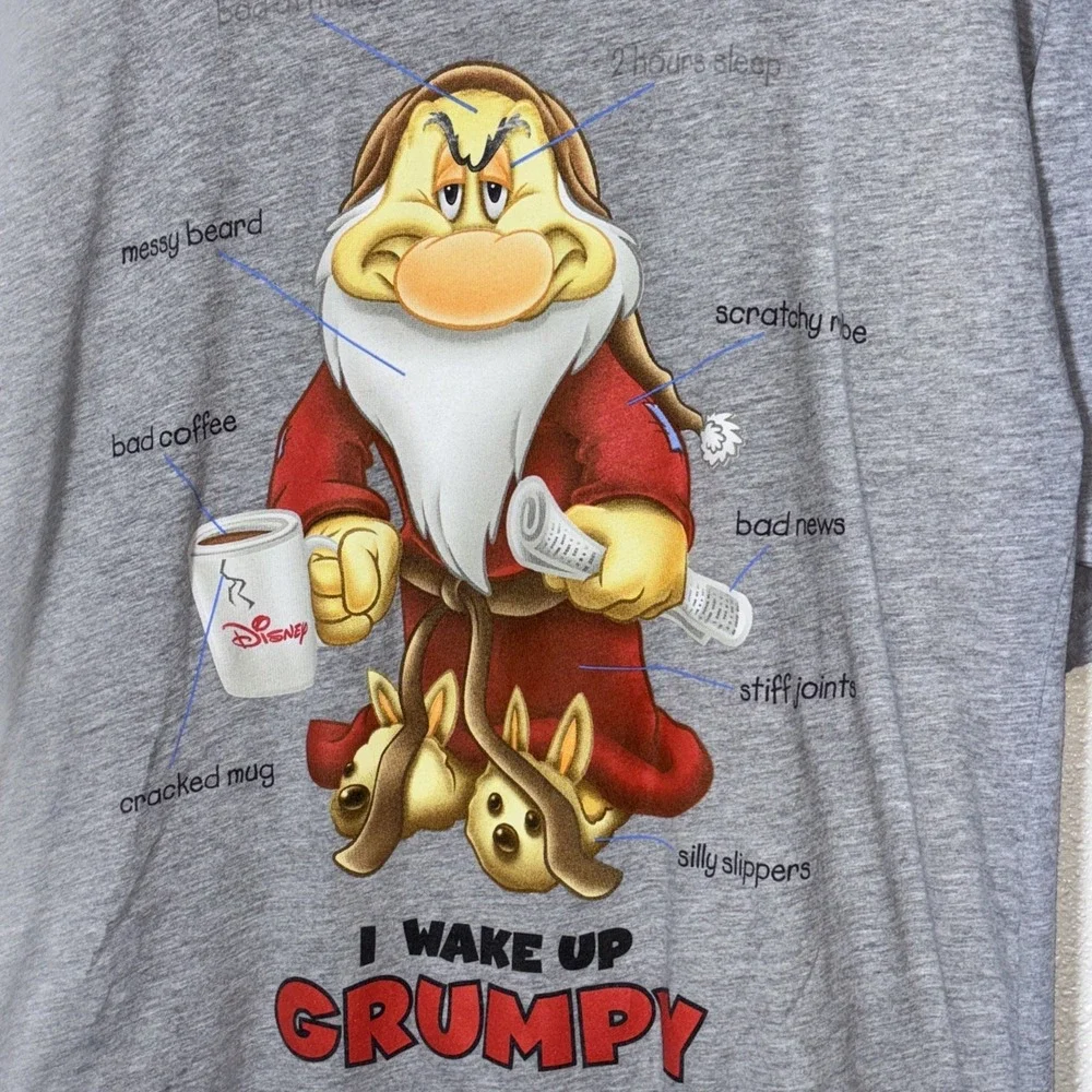 Disney Store~ Women "I Woke Up Grumpy" Snow White Graphic PJ Shirt. SZ OSFA - Picture 2 of 9